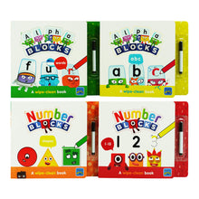 Load image into Gallery viewer, Numberblocks And Alphablocks - My First Numbers And Letters: Set Of 4 Wipe-Clean Books (Pens Included) - Ages 0-5 - Paperback