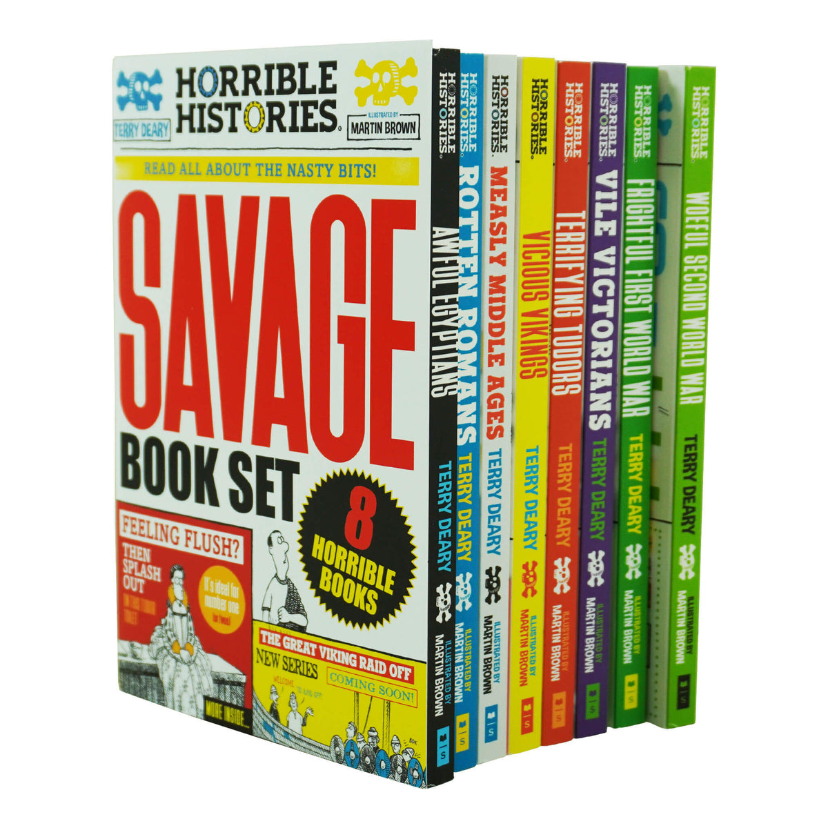 Horrible Histories by Terry Deary: Savage 8 Book Set Collection