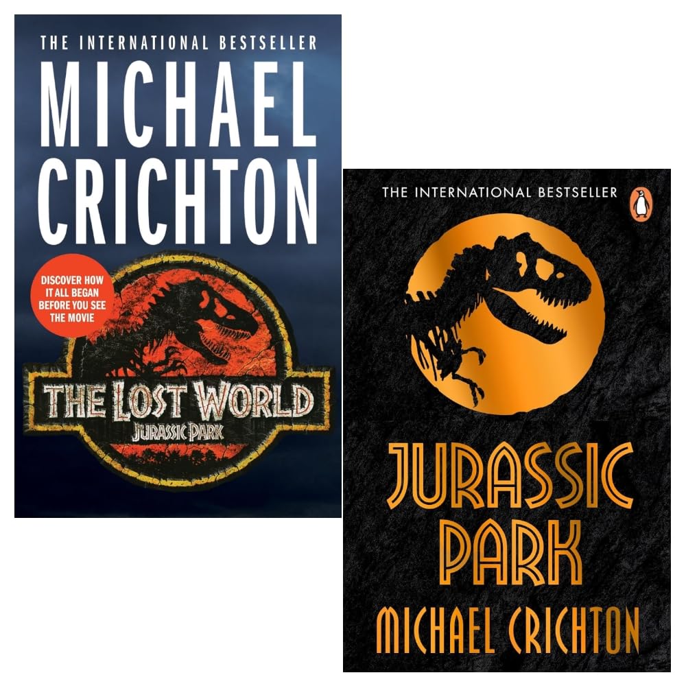 Jurassic Park & The Lost World 2 Books Collection Set by Michael Crichton - Fiction - Paperback