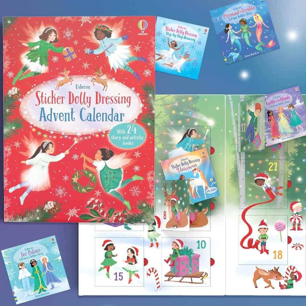 Sticker Dolly Dressing Christmas Advent Calendar: A Festive Collection of Dress Up Sticker Dolls, Puzzles, and other Activity Books - Ages 5+ - Paperback - Bangzo Books Wholesale