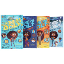Load image into Gallery viewer, Leonora Bolt Secret Inventor Series (Book 1-4) by Lucy Brandt: Illustrated 4 Books Collection Set - Ages 6-10 - Paperback - Bangzo Books Wholesale