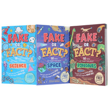 Load image into Gallery viewer, Fake or Fact? Series About (Dinosaurs, Space &amp; Science) Illustrated 3 Books Collection Set (Includes a Free Audiobook!) - Ages 7-9 - Paperback - Bangzo Books Wholesale