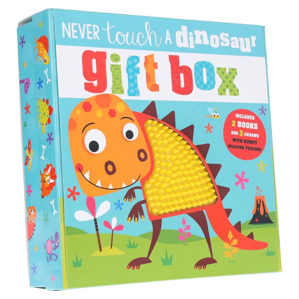 Never Touch a Dinosaur Gift Box by Rosie Greening (Includes 2 Books & 3 Jigsaws with Bumpy Silicone Touches) - Ages 0-5 - Board Book