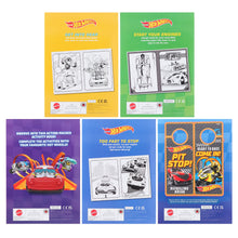 Load image into Gallery viewer, HotWheels 5 Sticker &amp; Colouring Activity Books Set - Ages 3+ - Paperback
