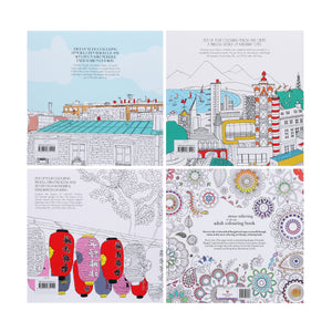 Colouring for Mindfulness 4 Books Collection Set (Rangoli, Secret Paris, Secret Japan & Dream Cities) - Non-Fiction - Paperback