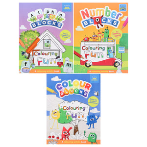 Colouring Fun: Numberblocks, Colourblocks & Alphablocks 3 Books Collection Set - Ages 3-6 - Paperback