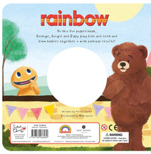 Load image into Gallery viewer, Let&#39;s Play, George! Cute and cuddly hand puppet Book for bedtime reading: Rainbow Hand Puppet Fun By Kellie Jones - Ages 3-5 - Board Books