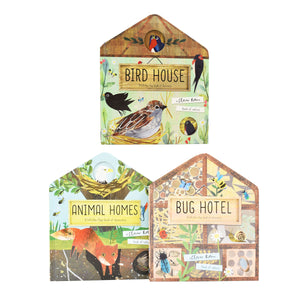 A Clover Robin Book of Nature Series 3 Books Lift-the-flap Collection Set (Bird House, Bug Hotel & Animal Homes)- Ages 0-5 - Board Book