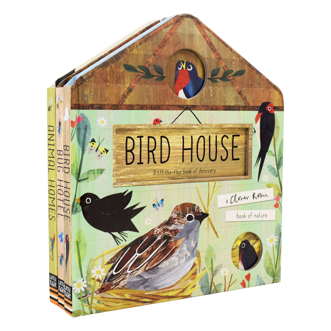 A Clover Robin Book of Nature Series 3 Books Lift-the-flap Collection Set (Bird House, Bug Hotel & Animal Homes)- Ages 0-5 - Board Book