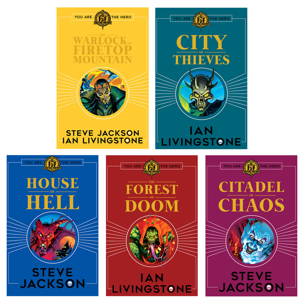 Fighting Fantasy RPG Books 1-5 Collection Set by Ian Livingstone - Ages 9-14 - Paperback