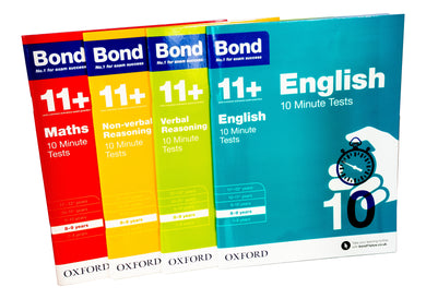 Bond 11+ Quick 10 Minute Tests (Age 8-9) by Oxford 4 Books Collection - Paperback